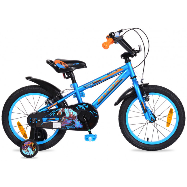 Byox Monster 16'' Παιδικό Ποδήλατο Τροχοί/Τιμόνι αλουμινίο V-Brake Φρένα 4 - 8 ετών Blue 3800146201159 (Δώρο περικάρπια επιαγκωνίδες επιγονατίδες) (Δωρο Μπρος Πισω Φωτα Led)