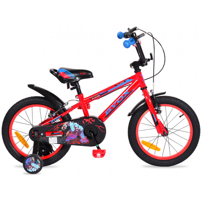 Byox Monster 16'' Παιδικό Ποδήλατο Τροχοί/Τιμόνι αλουμινίο V-Brake Φρένα 4 - 8 ετών Red 3800146201166 (Δωρο Μπρος Πισω Φωτα Led)