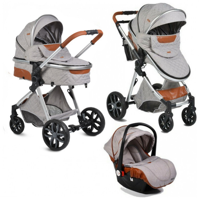 Cangaroo Alma 3 in 1 Aluminium Παιδικό Αναστρέψιμο Καρότσι 0+ μηνών Light Grey 3800146235482