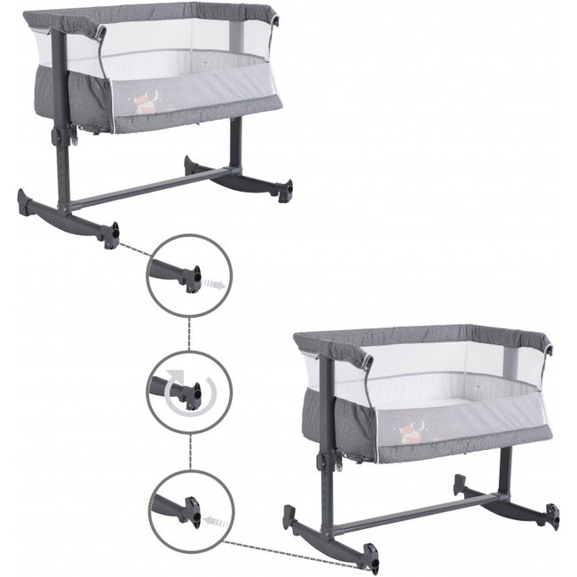 Cangaroo Always Together Ρυθμιζόμενο Λίκνο Dark Grey 3800146248826 (Δώρο Super Απαλή Κουβερτούλα)