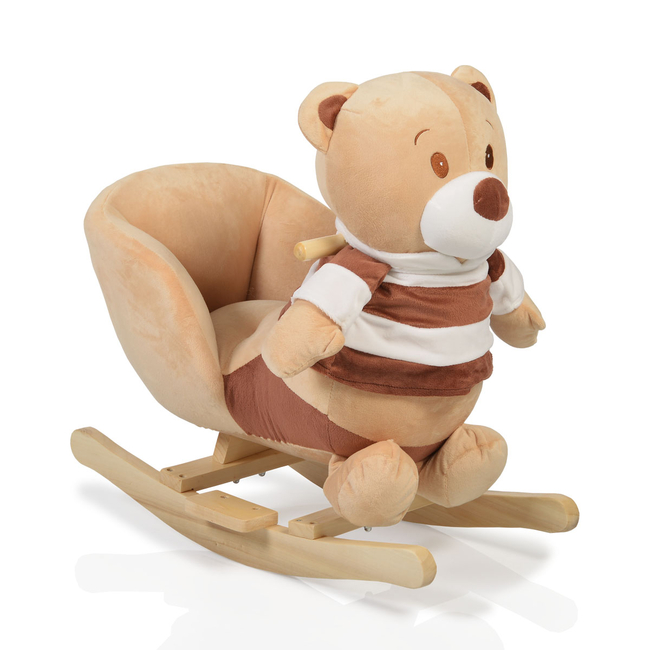 Cangaroo Bear Λούτρινο Κουνιστό Αρκουδάκι Με Ήχους και Ξύλινη Βάση 12+ μηνών - WJ 635 KHAKI