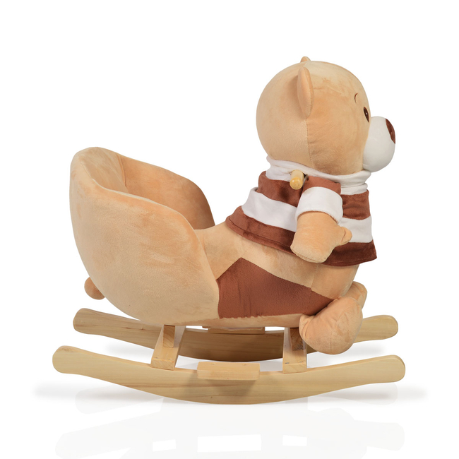 Cangaroo Bear Λούτρινο Κουνιστό Αρκουδάκι Με Ήχους και Ξύλινη Βάση 12+ μηνών - WJ 635 KHAKI