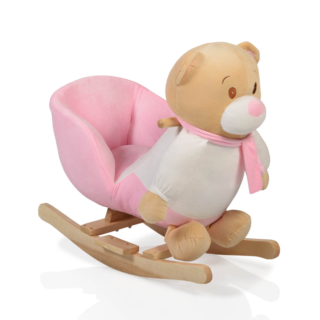 Cangaroo Bear Λούτρινο Κουνιστό Αρκουδάκι Με Ήχους και Ξύλινη Βάση 12+ μηνών - WJ 635 Pink