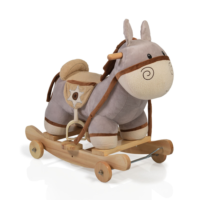 Cangaroo Donkey Dulcinea Λούτρινo Κουνιστό Γαιδουράκι Με Ήχους και Ξύλινη Βάση με Τροχούς 24+ μηνών - WJ-602