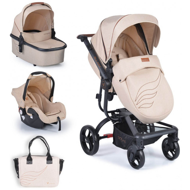 Cangaroo Ellada 3 in 1 Baby Stroller 0+ months with Car Seat 0-13 kg Beige 3800146235611
