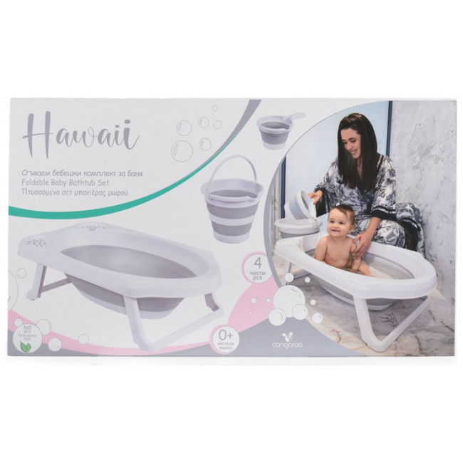 Cangaroo Hawaii Set of 4 pcs. Folding Baby Bathtub 80cm Grey 3800146268800