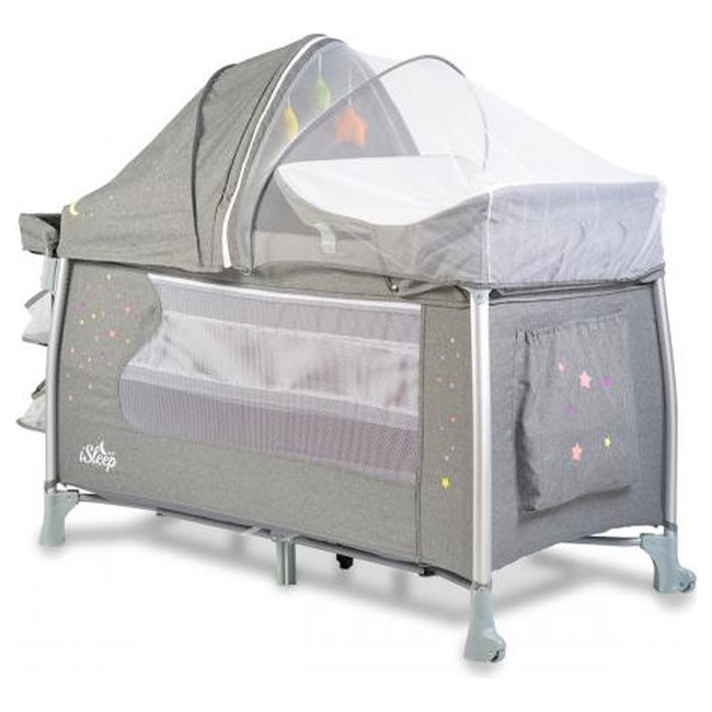 Cangaroo ISleep 2 Layers Playpen Grey 3800146247942