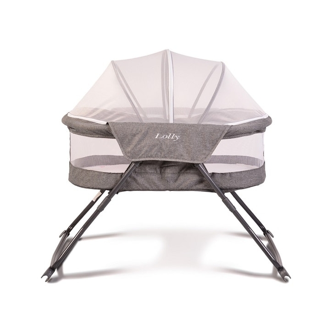 Cangaroo Lolly Rocking Folding Baby Crib with Mosquito Net (0-12 months) - Grey (3800146247560)