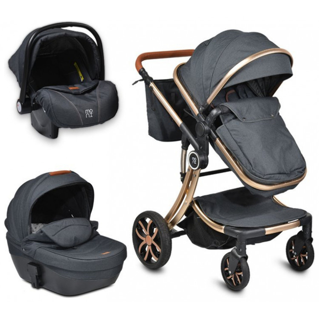 Cangaroo Polly 3 in 1 Baby Stroller 0+ months with Car Seat 0-13 kg Black 3800146235505