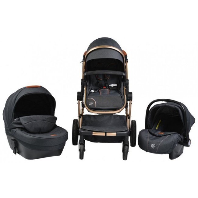 Cangaroo Polly 3 in 1 Baby Stroller 0+ months with Car Seat 0-13 kg Black 3800146235505