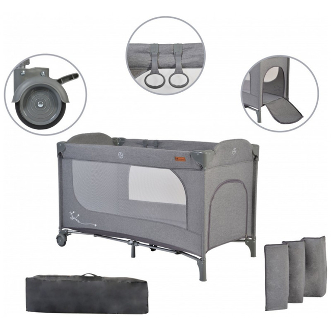 Cangaroo Skyglow 1 Playpen with Accessories Grey 3800146248901