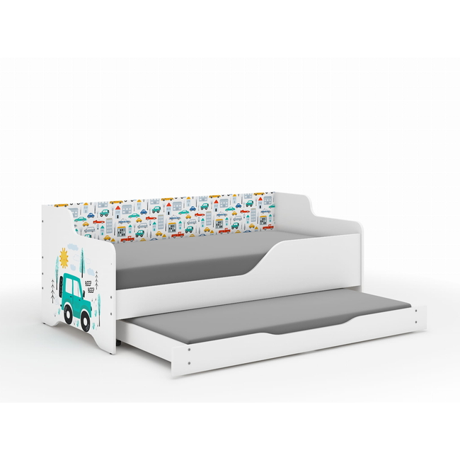 Lilu Children's Bed & Sofa 2 in 1 160 x 80 cm with Drawer + Free Mattress - Cars