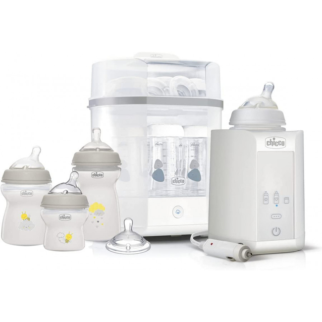 Chicco Startet Set Newborn 7 pcs Sterilizer Warmer Bottle Nipples