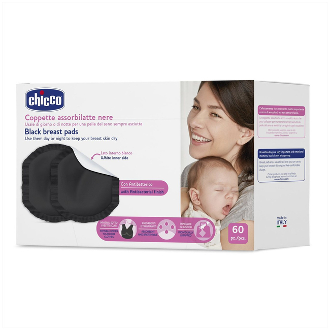 Chicco Breast Pads Antibacterial 60 pcs Black 8058664143917