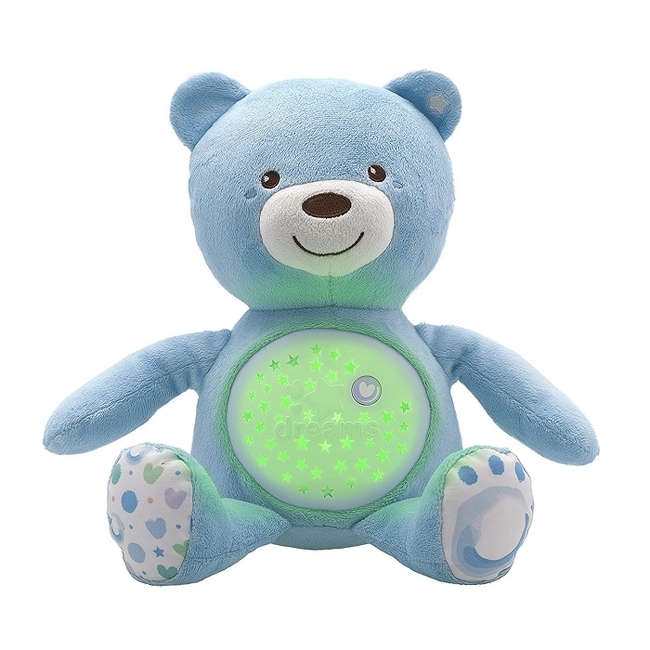 Chicco First Dreams Baby Bear Blue Musical Night Light Plush Teddy Toy - Blue