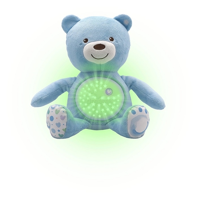 Chicco First Dreams Baby Bear Blue Musical Night Light Plush Teddy Toy - Blue
