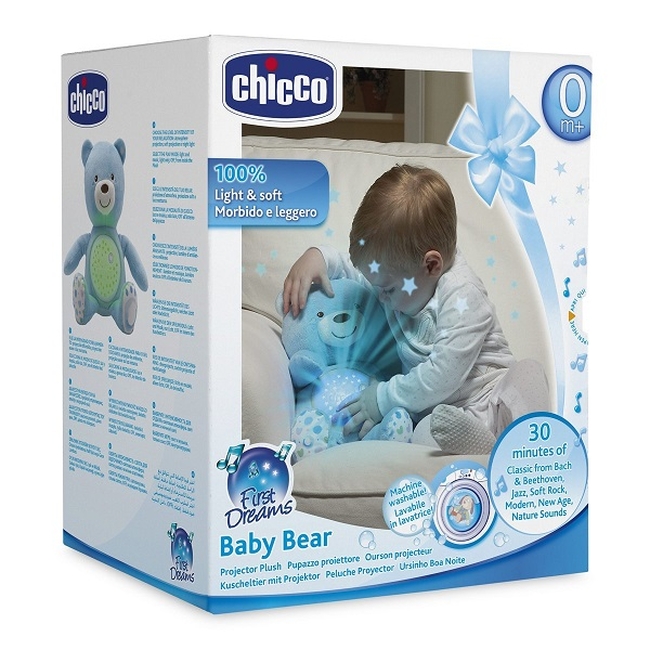 Chicco First Dreams Baby Bear Φωτεινός Μουσικός Αρκούδος Γλυκειά Αγκαλιά 80152 - Μπλέ