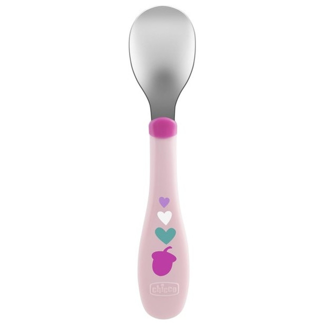 Chicco Metal Cutlery Mix & Match Σετ 2 τμχ Βρεφικό Κουτάλι Πιρούνι 18+μ Ροζ F05-16102-10