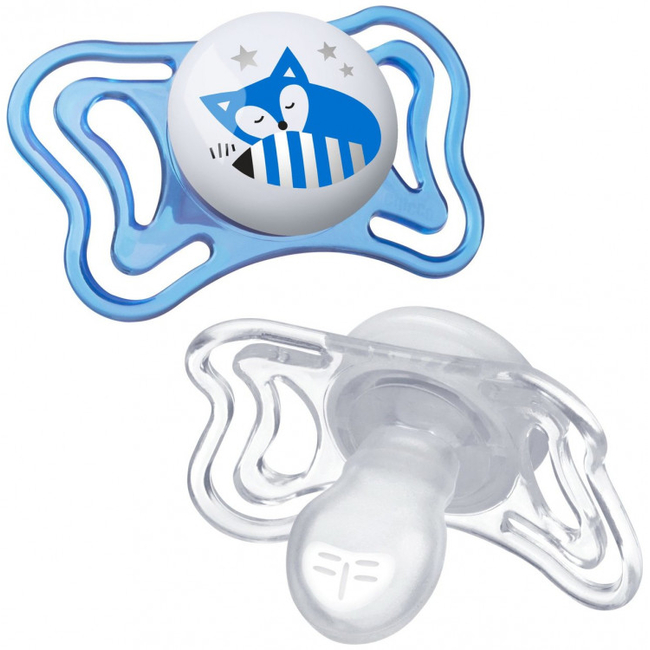 Chicco Physio Forma Light Silicone Pacifier Night 6-16 months 2pcs Blue 7103321