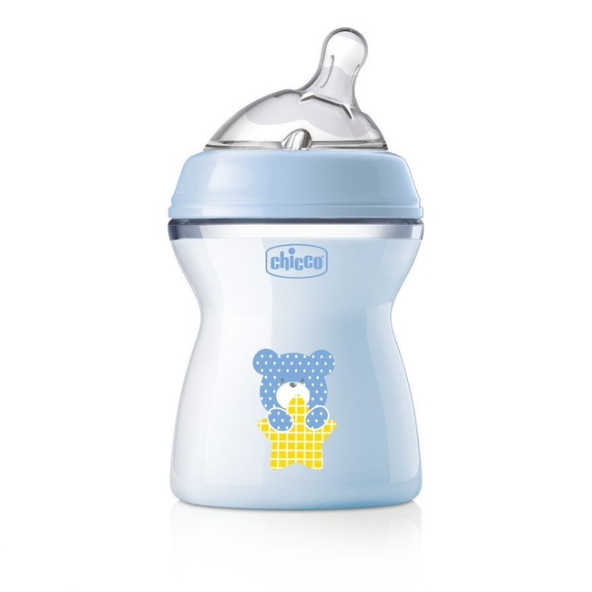 Chicco Plastic Bottle Natural Feeling with Silicone Nipple blue 2m + 250ml 81323-20