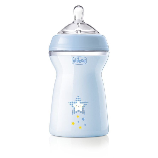 Chicco Plastic Bottle Natural Feeling with Silicone Nipple Blue  6m+ 300ml 153756