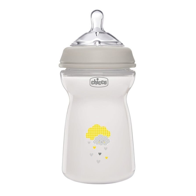 Chicco Plastic Bottle Natural Feeling with Silicone Nipple Grey  6m+ 300ml 153763