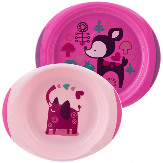 Chicco Dish Set & Plate 12m + Pink F05-16002-10