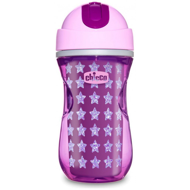 Chicco Sport Cup Κύπελλο με Καλαμάκι Σιλικόνης 266ml 14+μ Pink Stars 06991-10-01