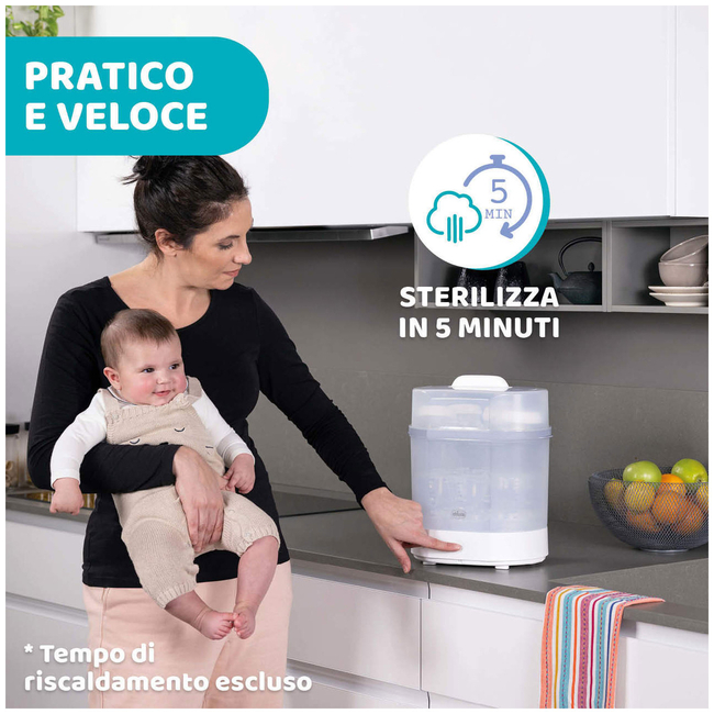 Chicco Steril Natural 3 σε 1 Aποστειρωτής Μπιμπερό & Αξεσουάρ 00007391100000 NEW