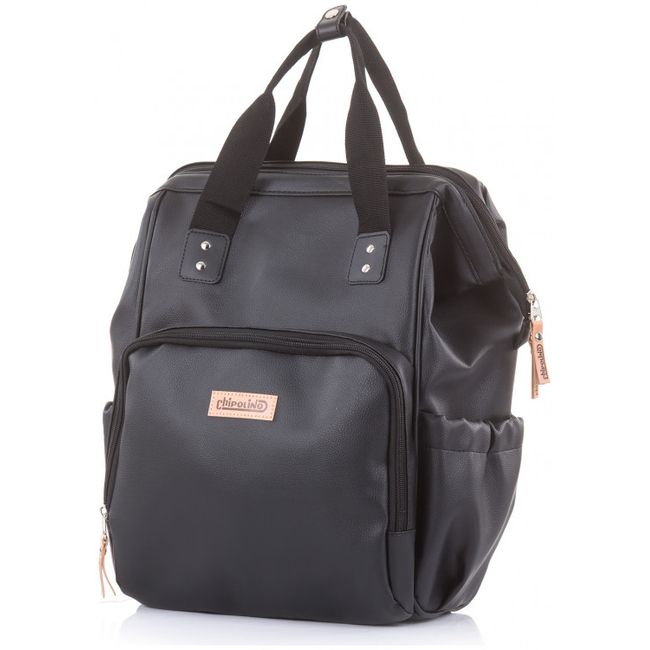 Chipolino BACKPACK Τσάντα Πλάτης Αλλαξιέρα Black Leather CHRAF02105BL