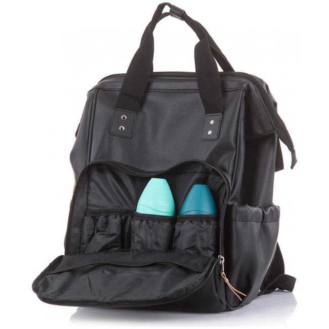 Chipolino BACKPACK Τσάντα Πλάτης Αλλαξιέρα Black Leather CHRAF02105BL