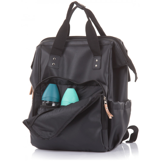 Chipolino BACKPACK Τσάντα Πλάτης Αλλαξιέρα Black Leather CHRAF02105BL