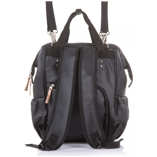 Chipolino BACKPACK Τσάντα Πλάτης Αλλαξιέρα Black Leather CHRAF02105BL