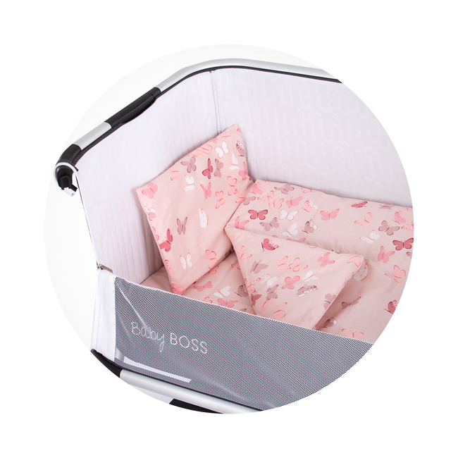 Chipolino Bedding Set Σετ προίκας για Λίκνο 4 τεμάχια Pink Butterflies KOSCLOSETV19PB