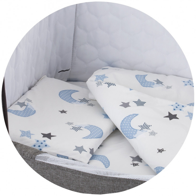 Chipolino Bedding Set Σετ προίκας για Λίκνο 4 τεμάχια white blue moon KOSCLOSET07WB