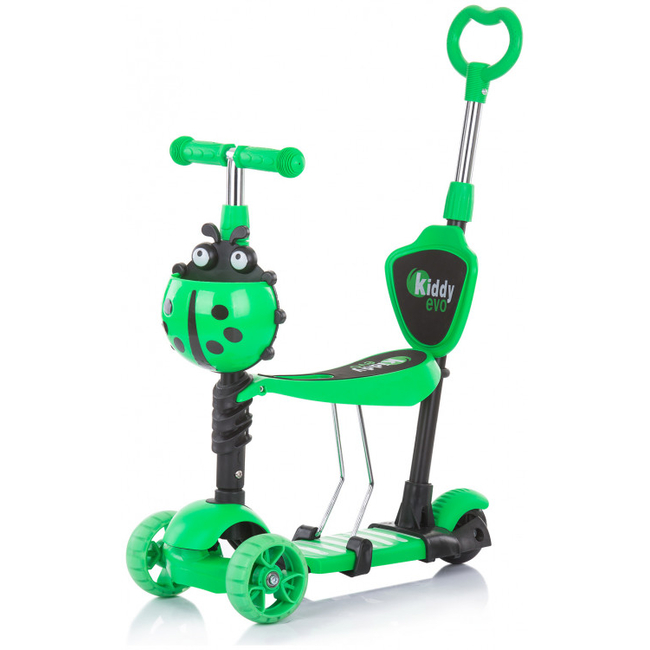 Chipolino Kiddy Evo 3 in 1 Kids Scooter Parent Handle & Seat 3+ y Led Handle Lime DSKIEH023LI