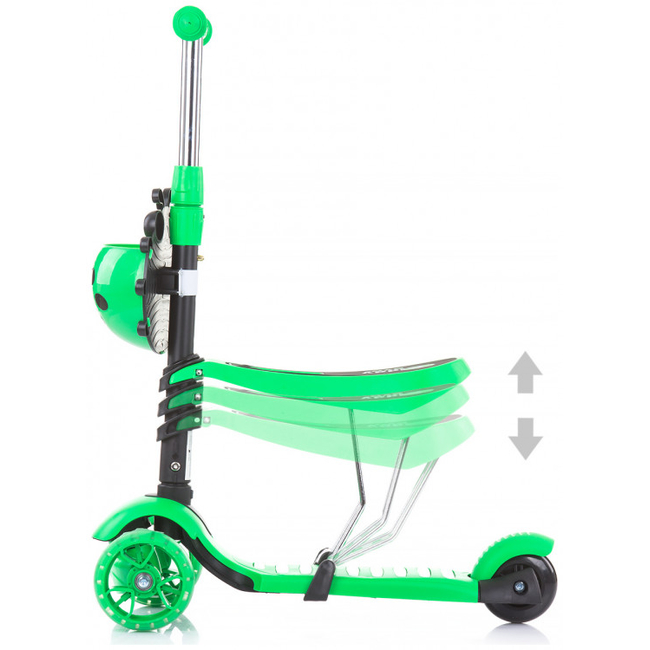 Chipolino Kiddy Evo 3 in 1 Kids Scooter Parent Handle & Seat 3+ y Led Handle Lime DSKIEH023LI