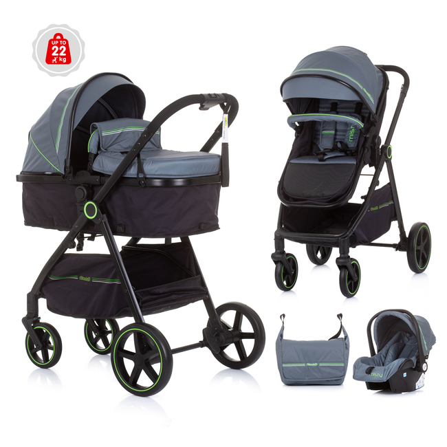 Chipolino Misty 3 in 1 Σύστημα Μεταφοράς 0-36 μηνών έως 22kg με Αξεσουάρ Graphite KKMT02302GT