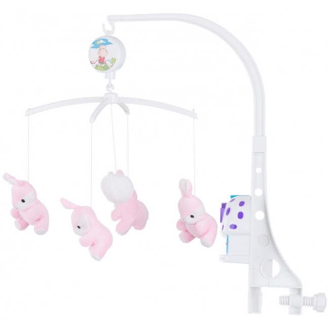 Chipolino Musical mobile Toy for Baby Crib with Light Pink Rabbits MILS02119PR