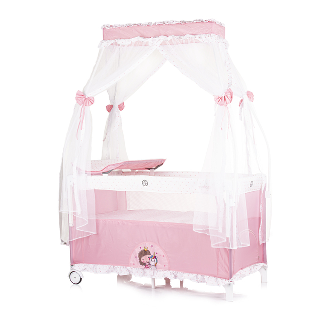 Chipolino Palace Luxury 2-Tier Playpen with Wheels & Accessories Princess Pink KOSIPA233PP