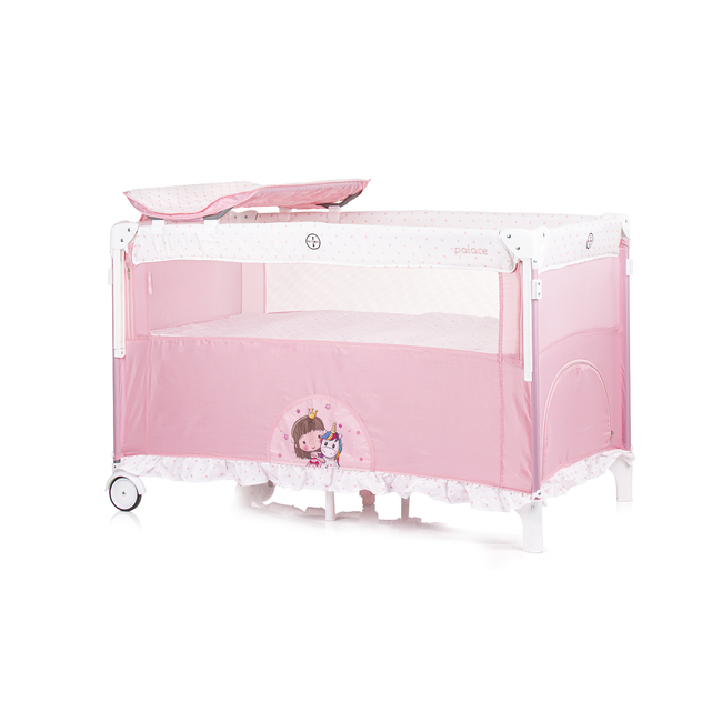 Chipolino Palace Luxury 2-Tier Playpen with Wheels & Accessories Princess Pink KOSIPA233PP