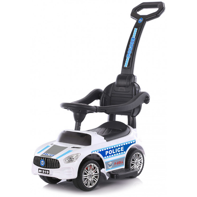 Chipolino Police Kids Car with Parental Handle White ROCPL02001WH