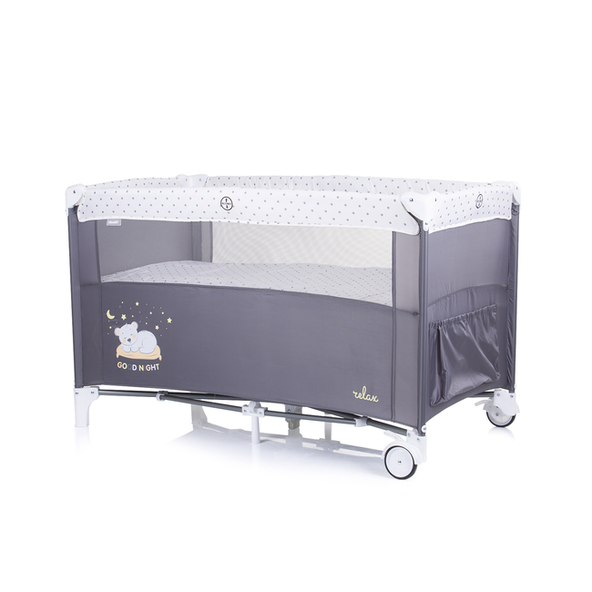 Travel cot with drop side store
