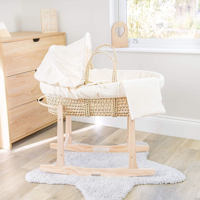 Clair de Lune Deluxe Wooden Rocking Moses Basket Stand Natural CL1556NL