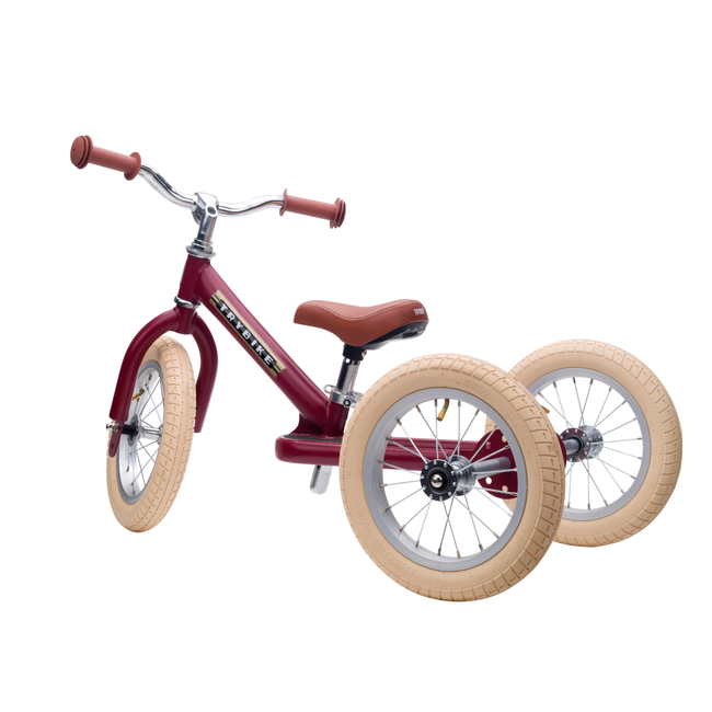 Trybike 2 in 1 Tricycle that converts into a balance bike Vintage Red Matte
