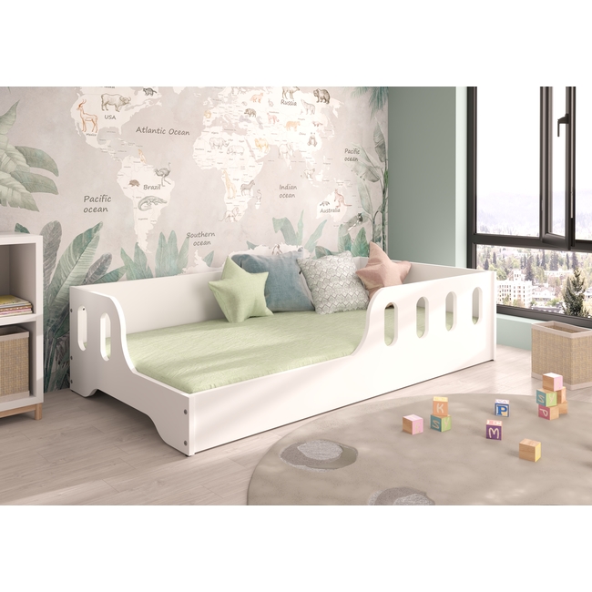 Montessori Coco Children's Bed 160 x 80 cm + Gift Mattress White R