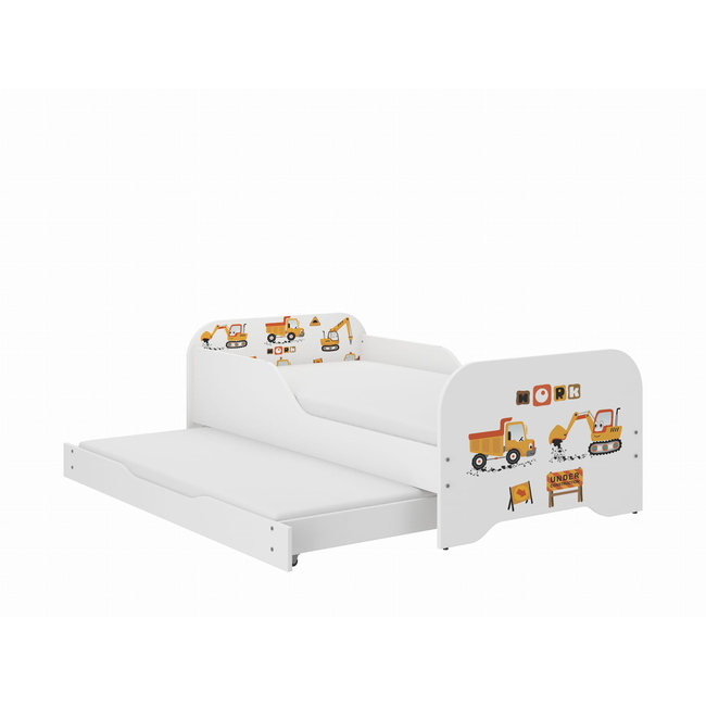 Παιδικό Κρεβάτι Miki 2 in 1 με Συρτάρι & 2η θέση ύπνου 160 x 80 cm + Δώρο 2 Στρώματα - Construction