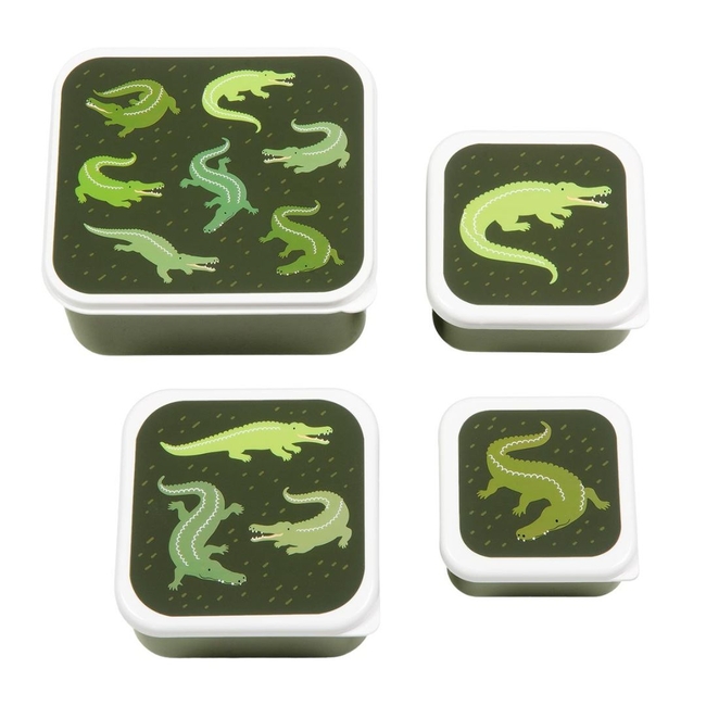 A little lovely company Σετ 4 δοχεία φαγητού Lunch & Snack Box Crocodiles SBSEVR59