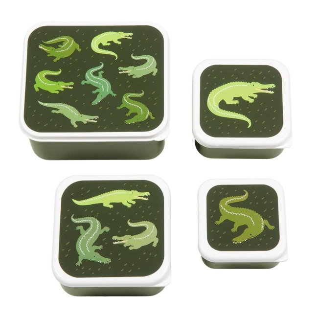 A little lovely company Set 4 pcs Lunch & Snack Box Crocodiles SBSEVR59