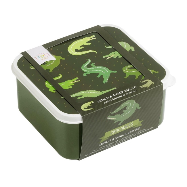 A little lovely company Σετ 4 δοχεία φαγητού Lunch & Snack Box Crocodiles SBSEVR59